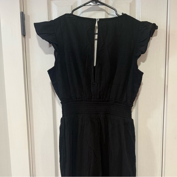 LOFT Elegant Black Midi Dress with Tie Front - Picture 2 of 4